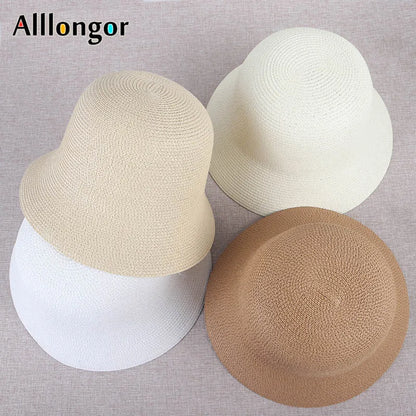 Foldable Sun Hats Women New 2024 Summer Sun Visor Protection Straw Hats Panama Beach Bucket Cap Sombreros De Mujer Sunhats