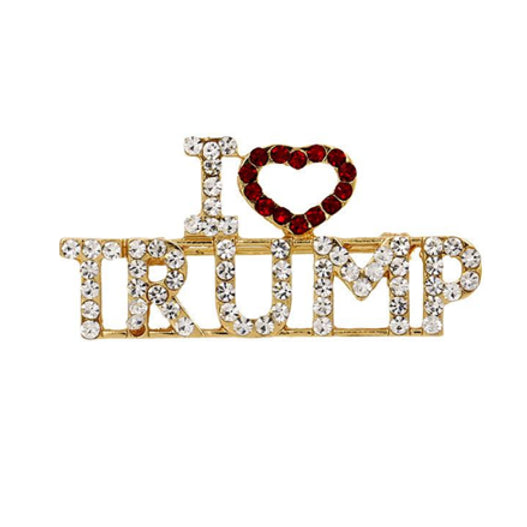 I Love Trump Rhinestone Brooch