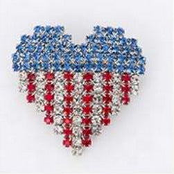 Heart American Flag Brooch