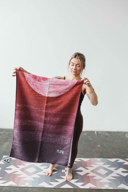 Yoga Towel | Non Slip Silicon Nubs | Absorbent Microfiber | Red | Yune Yoga | The Caliban - Yune Yoga