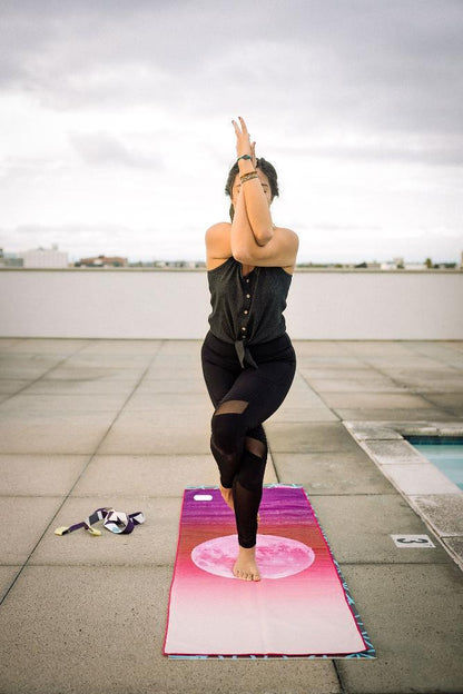 Yoga Towel | Non Slip Silicon Nubs | Absorbent Microfiber | Red | Yune Yoga | The Caliban - Yune Yoga