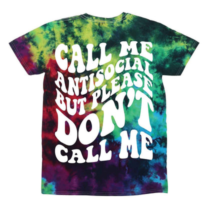 Call Me Antisocial Crinkle Tie Dye Tee - Caspian