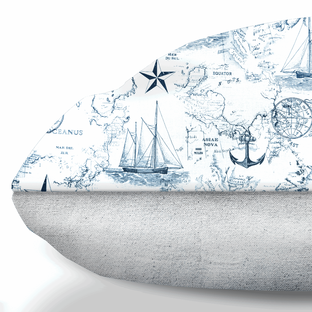 Carta Marina Light Vintage Nautical Toile Dog Cushion by Nauti-dog Handmade