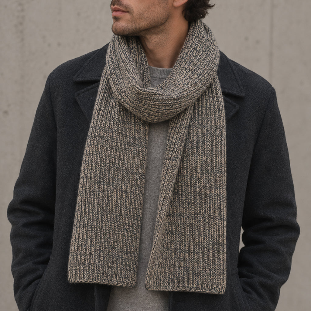 Marled Cocoa Knit Cashmere Scarf