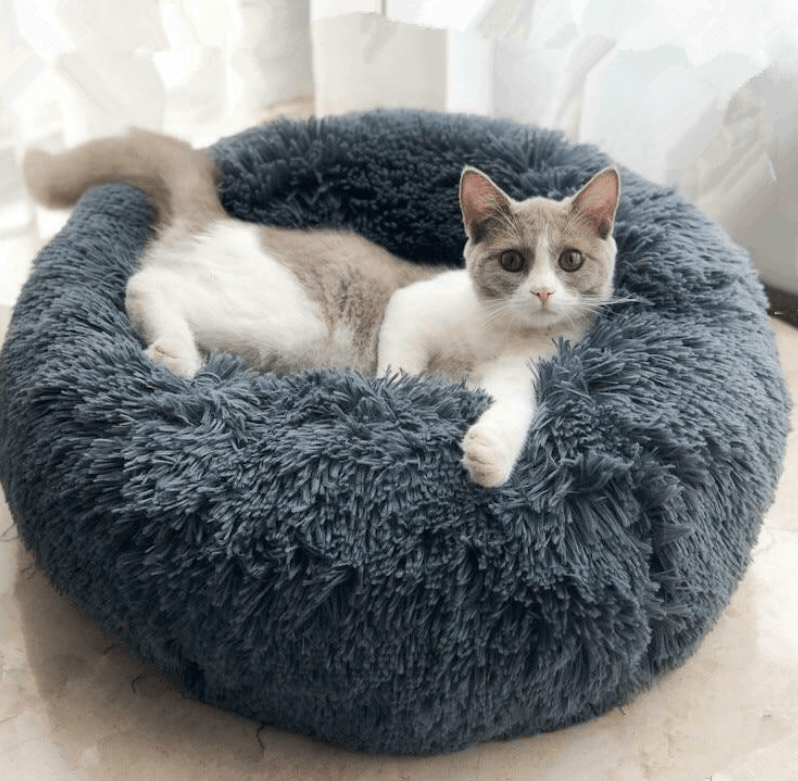 Luxury Retreat Plush Round Pet Bed - The Ultimate Haven For Small Dogs And Cats by Dog Hugs Cat