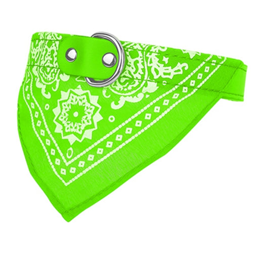 Adjustable Bandana Leather Pet Collar Green