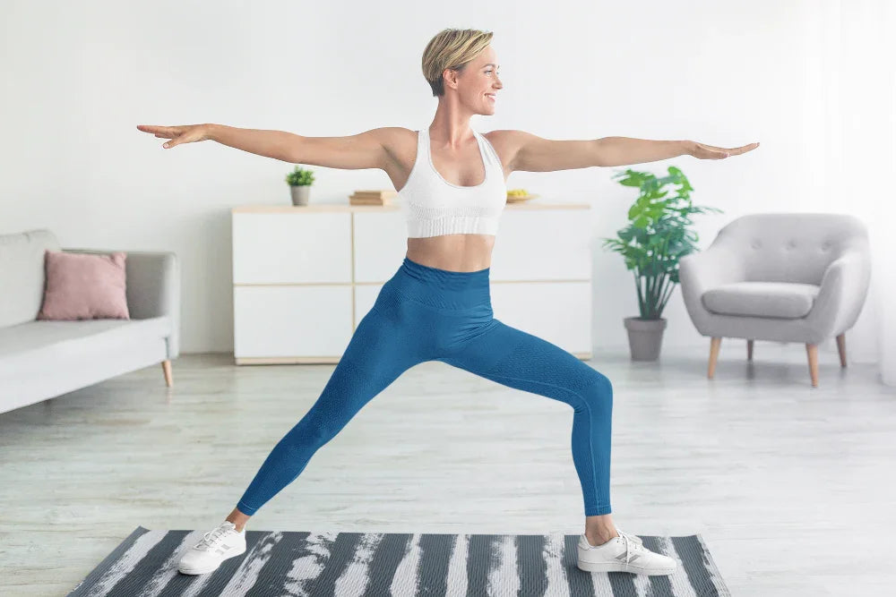 Yoga Mat | 6mm Thick | Blue Striped | Non-Slip | Eco Friendly | Yune Yoga | Fir - Yune Yoga