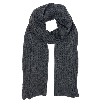 Graphite Ribbed Knit Cashmere Scarf