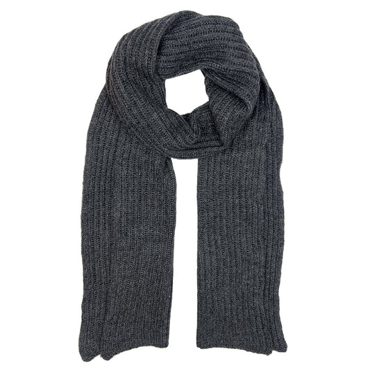 Graphite Ribbed Knit Cashmere Scarf