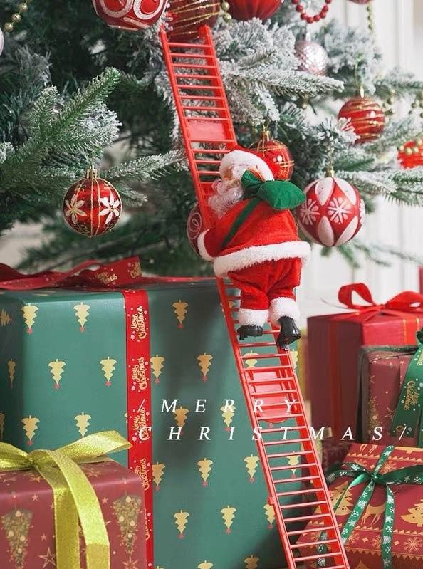 Christmas Electric Santa Decor, Santa Climbing Ropes & Ladder Toy Ornament by INSPECIAL HOME