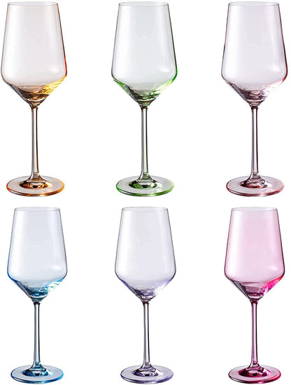 Colored Crystal Wine Glass Set of 6