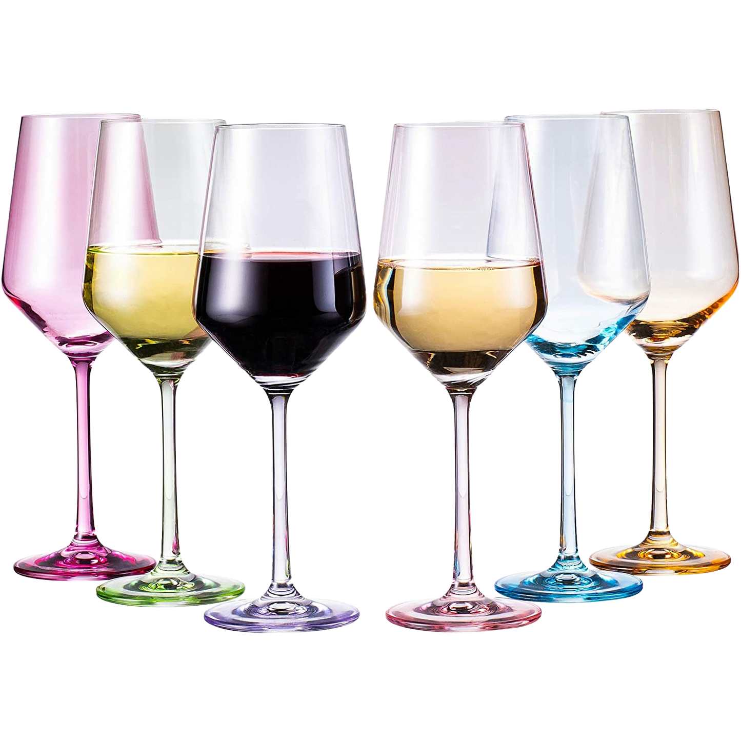 Colored Crystal Wine Glass Set of 6