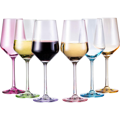 Colored Crystal Wine Glass Set of 6