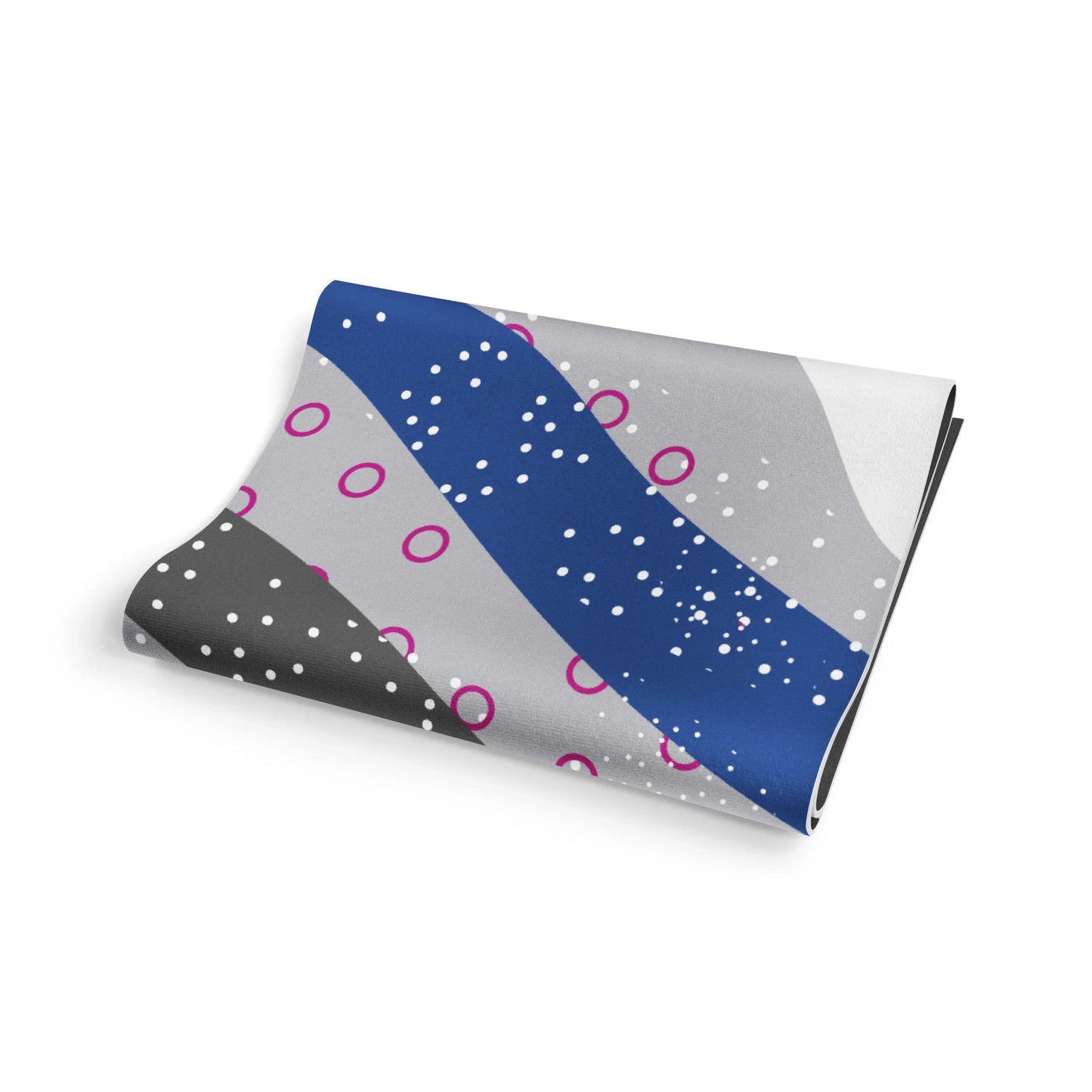 Patterned paper with blue, gray, and pink design on a white background