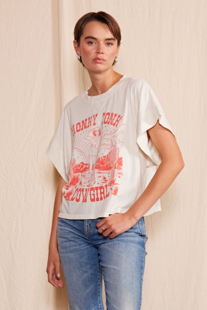 "Honky  Cowgirl" Crew Neck T-shirt