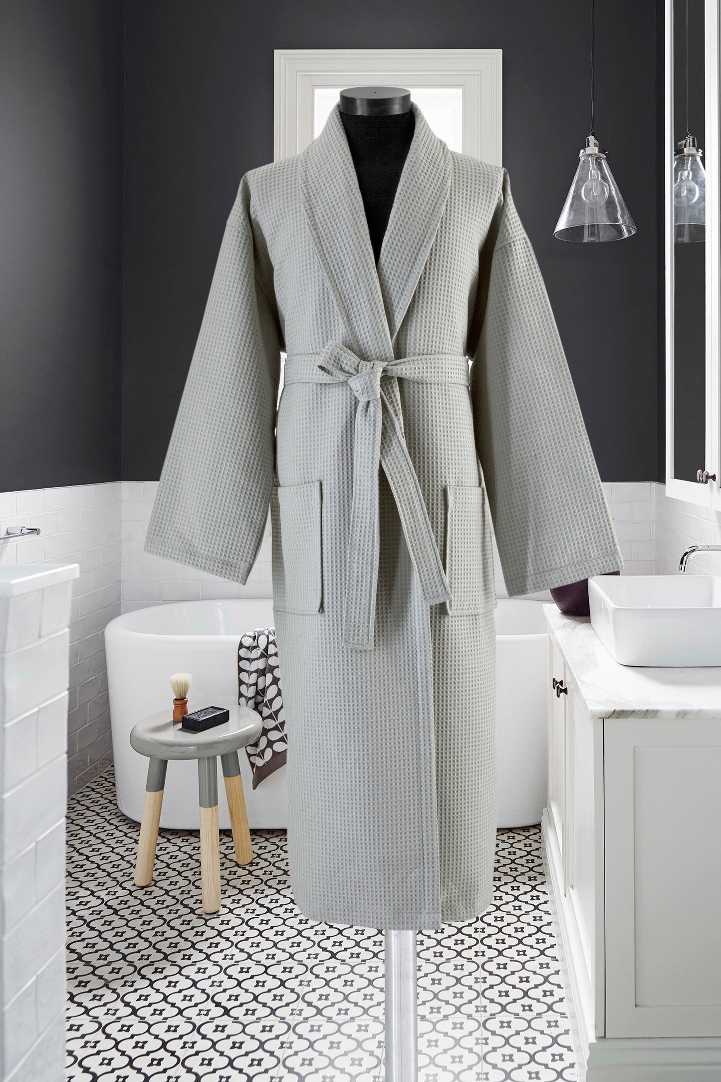 Cruze Collection Waffle Weave Turkish Cotton Unisex Bathrobe by Classic Turkish Towels