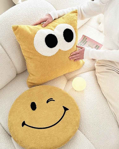 Cute Whimsical Big Eyes Puffy Decorative Throw Pillow by INSPECIAL HOME