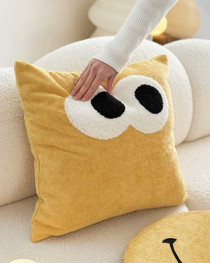 Cute Whimsical Big Eyes Puffy Decorative Throw Pillow by INSPECIAL HOME