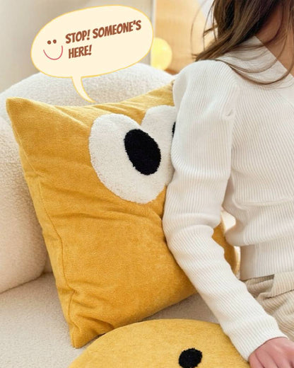 Cute Whimsical Big Eyes Puffy Decorative Throw Pillow by INSPECIAL HOME