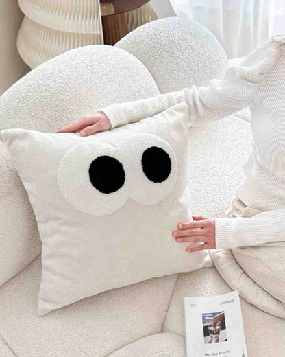 Cute Whimsical Big Eyes Puffy Decorative Throw Pillow by INSPECIAL HOME