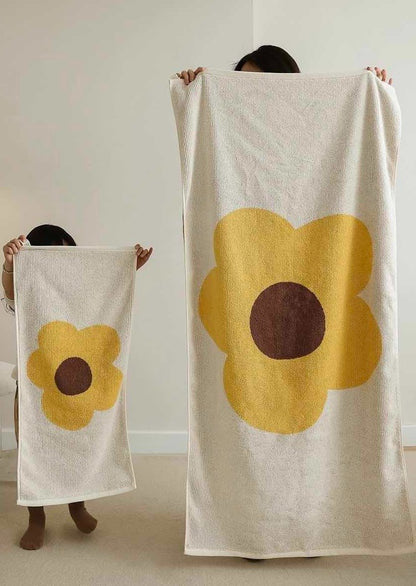 Cute Whimsical Sunflower Bath Towel - Ultra Soft & Absorbent Staple Cotton by INSPECIAL HOME