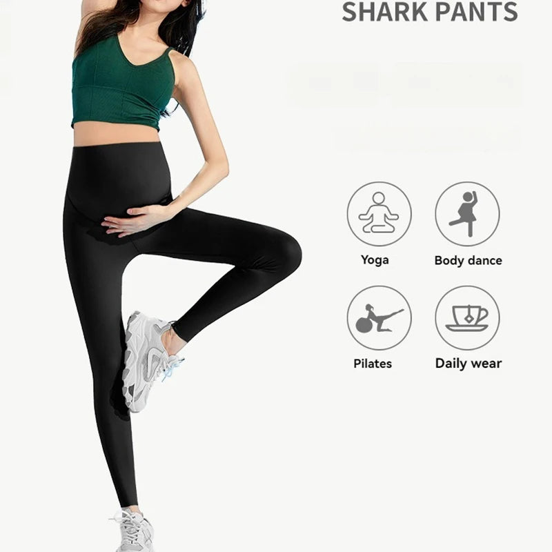Women'S Spring Summer Maternity Shark Pants Maternity Pants for Outdoor Wear Seamless Belly Support Pants for Pregnancy