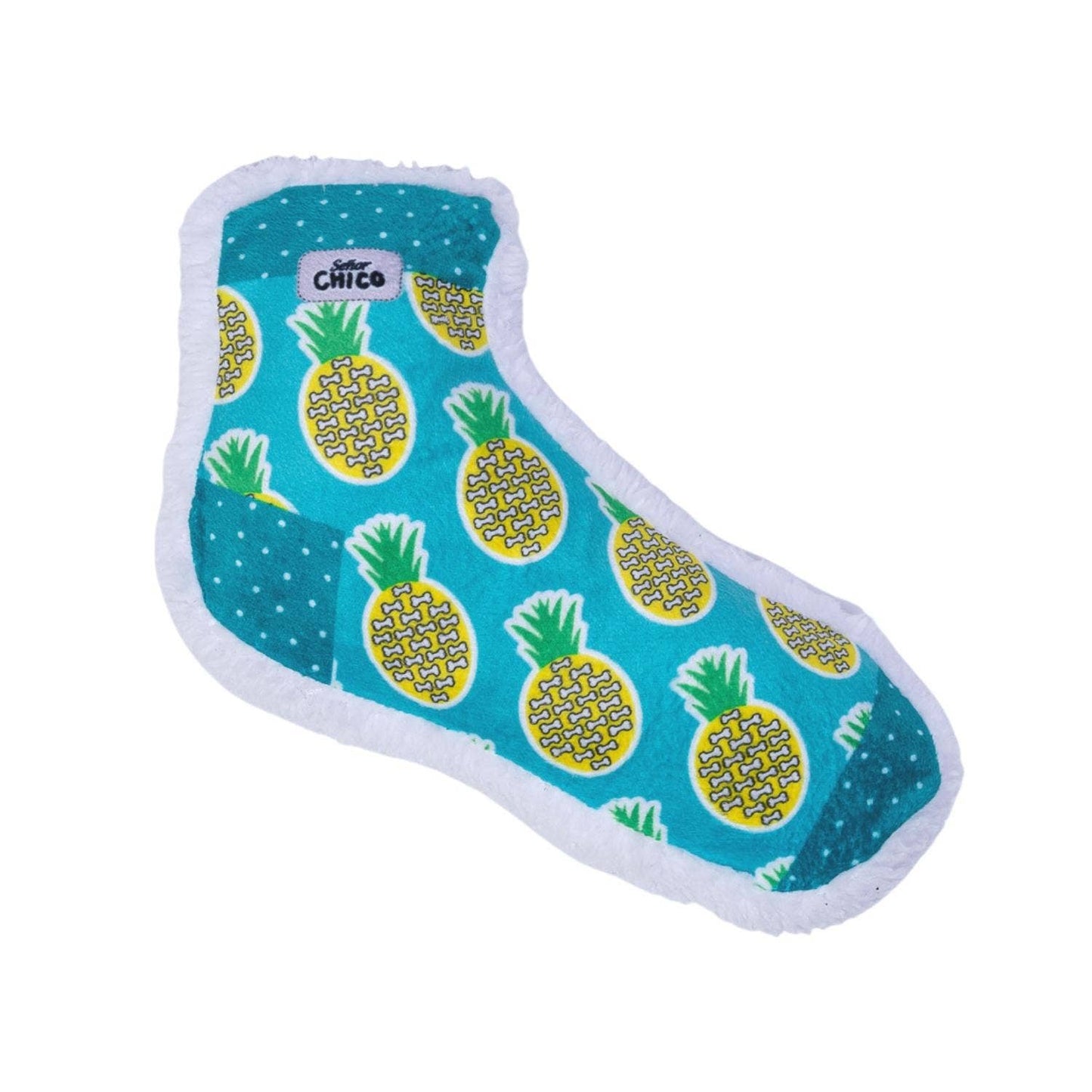 Squeaking Pineapple Plush Sock Dog Toy