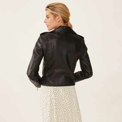 Niki Lambskin Leather Fitted Motorcycle Jacket by Italic