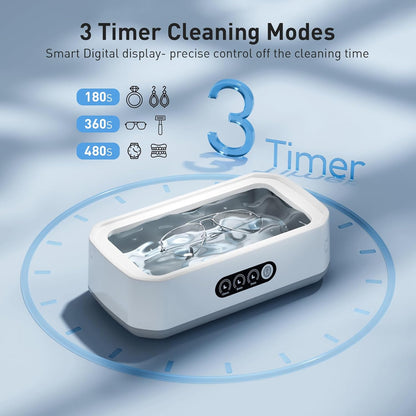 Ultrasonic Retainer Cleaner for Tooth: 50Khz Jewelry Cleaner Deep Cleaning Machine - 650ML Dental Cleaning Pod for Dentures/Mouth Guards/Eyeglasses-3 Timers -Stainless Steel, Reliable Use