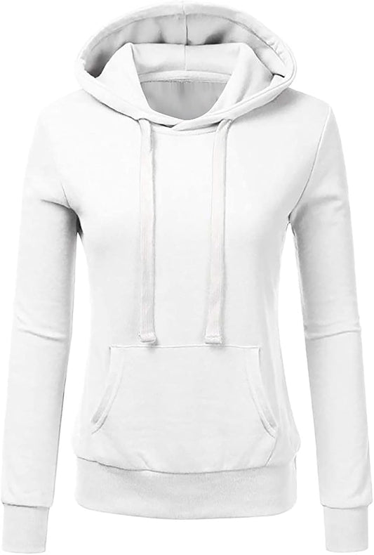 Women'S Fall Fashion Hoodies, plus Size Comfy Solid Sweatshirt Long Sleeve Pocket Athletic Hooded Pullover for Ladies