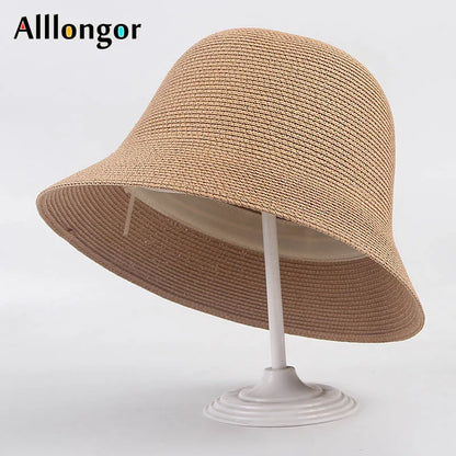 Foldable Sun Hats Women New 2024 Summer Sun Visor Protection Straw Hats Panama Beach Bucket Cap Sombreros De Mujer Sunhats