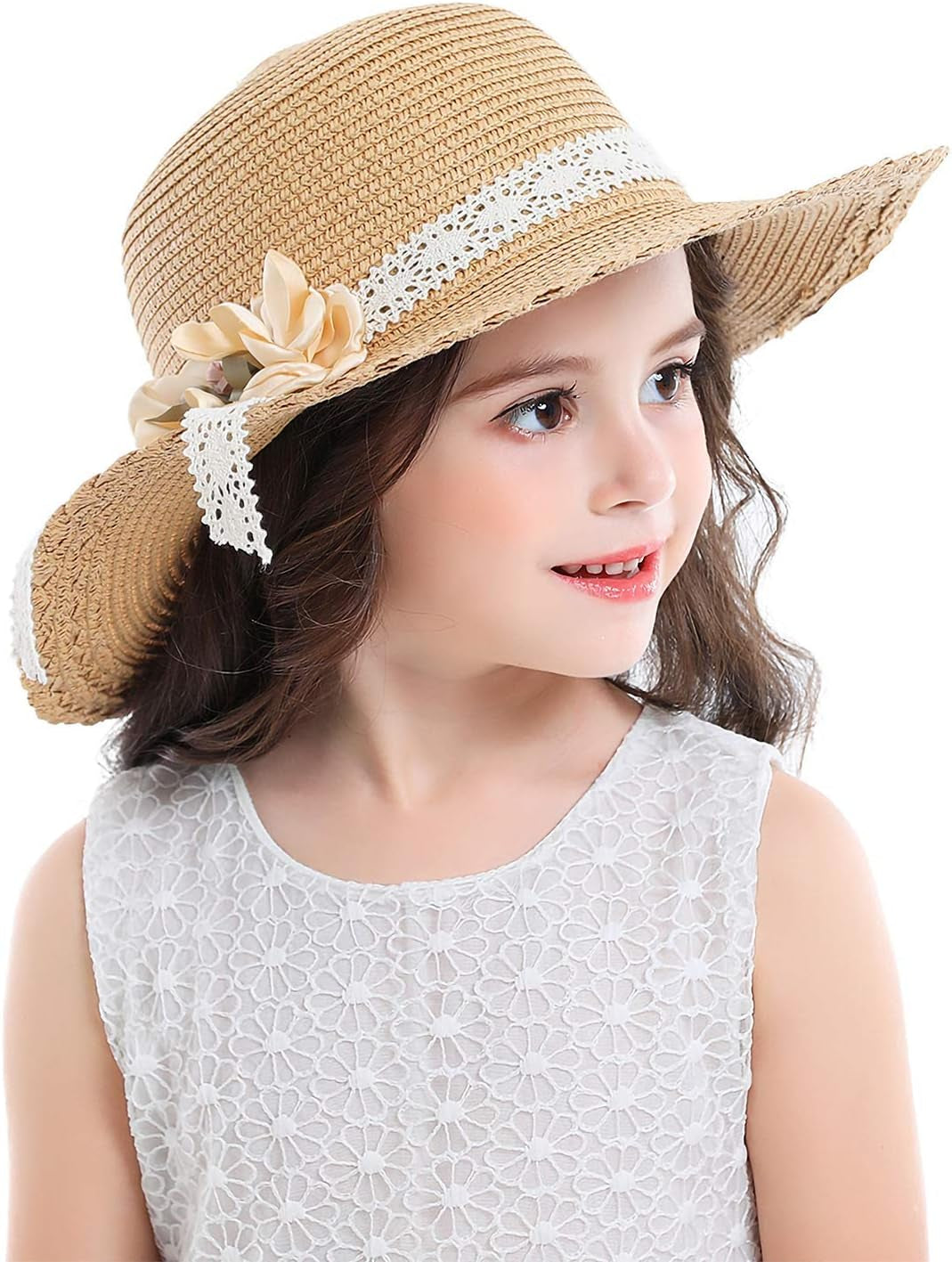 Little Girl Kids Summer Straw Hat Wide Brim Floppy Beach Sun Visor Hat