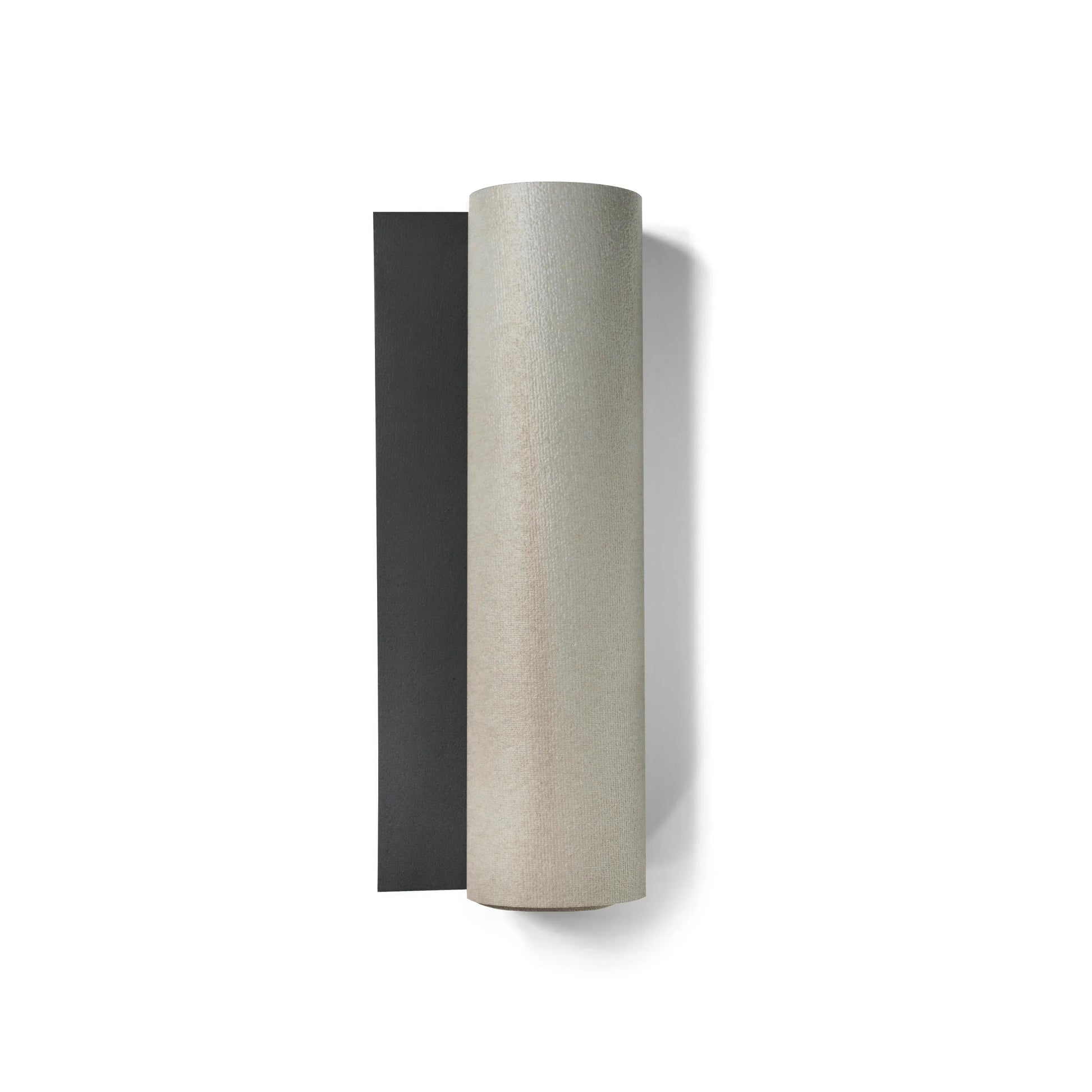 Two cylindrical objects, one black and one beige, on a white background