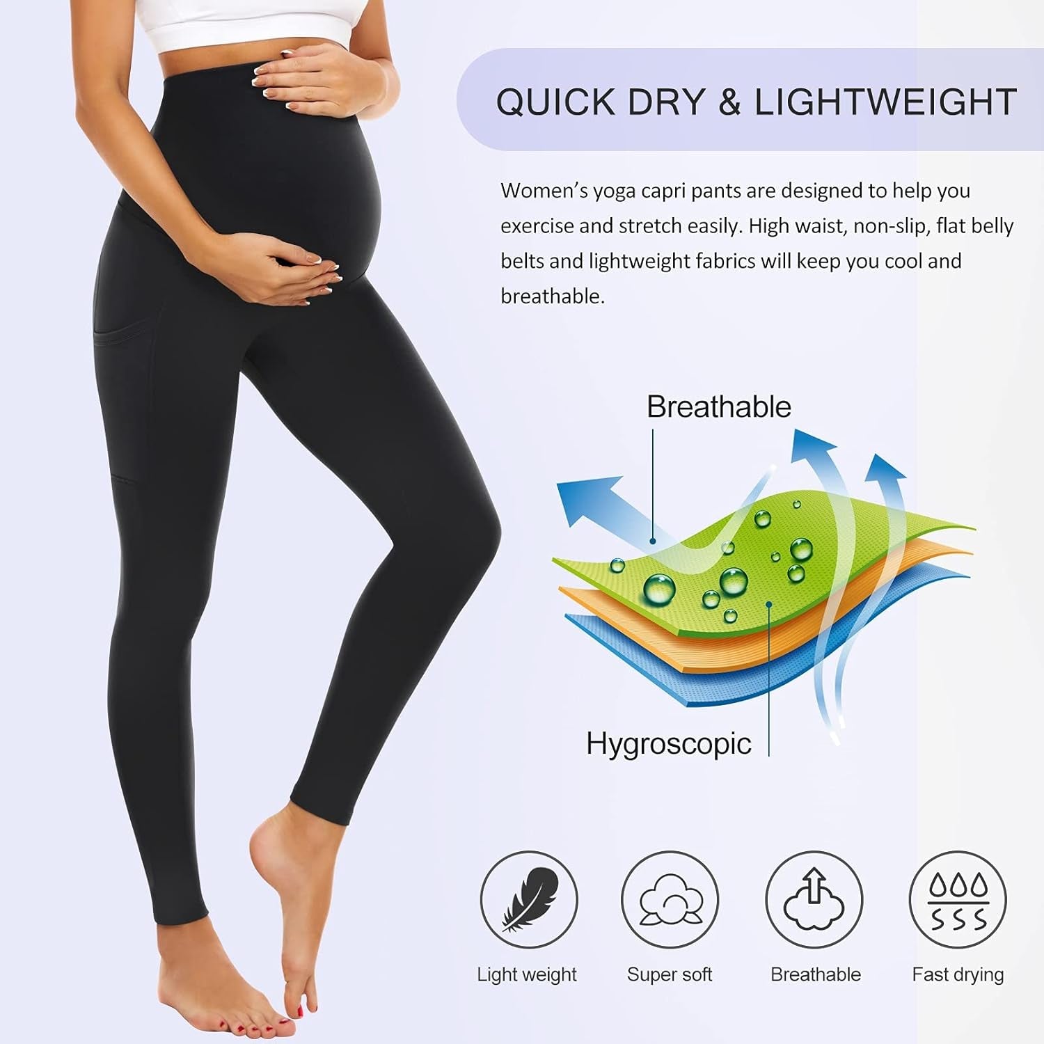 Maternity Leggings over the Belly Pregnancy Yoga Pants Soft Active Wear Workout Tights Pants Women