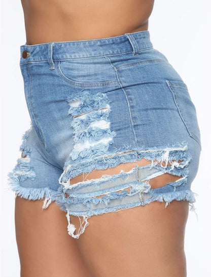Women'S Denim Jean Shorts Distressed Hem Ripped Mid Rise Stretchy Denim Shorts
