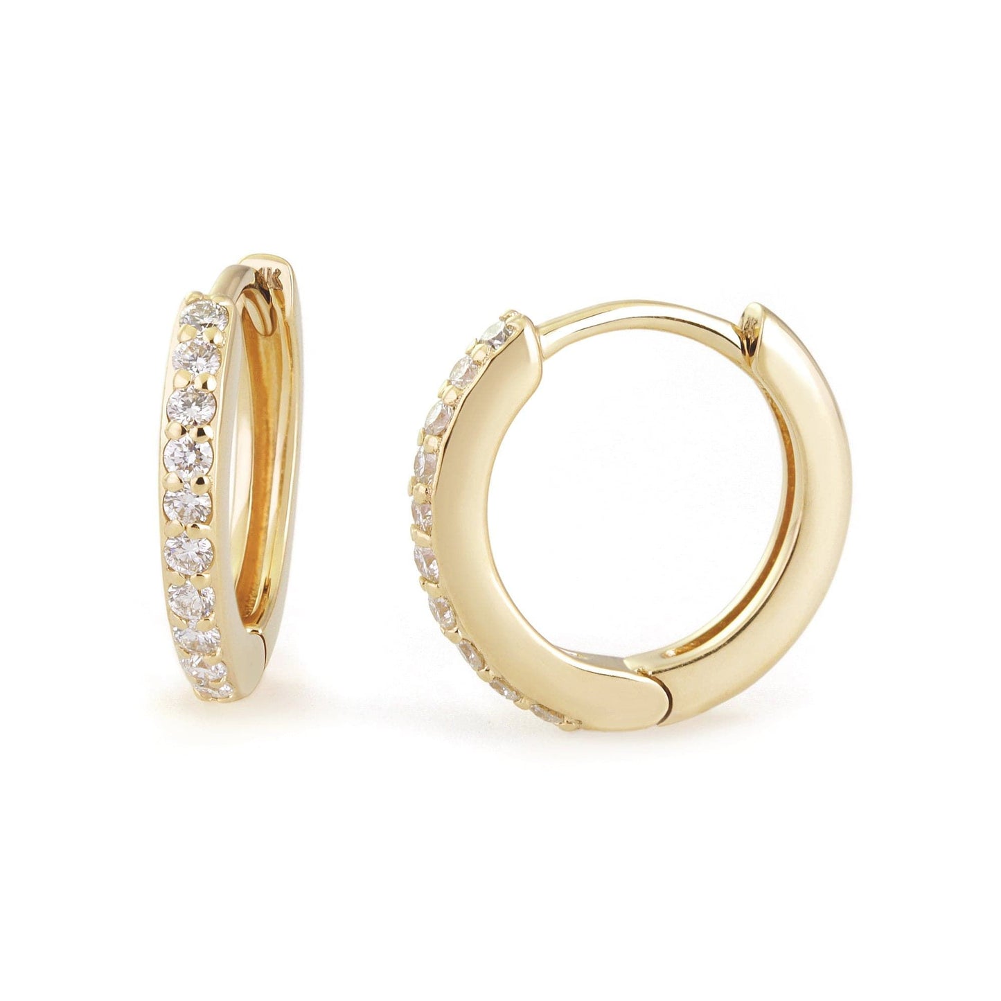 10mm Diamond and 14k Gold Huggies by eklexic