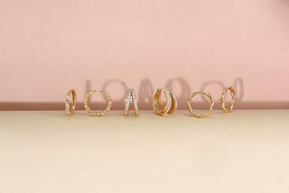 14k Gold & Diamond Twisted Huggie Hoops by eklexic