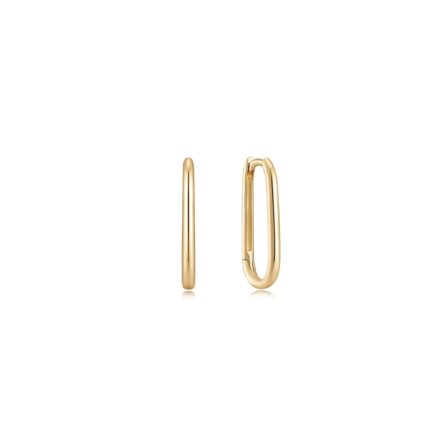 14k Gold Essential Oval Huggie Hoops by eklexic