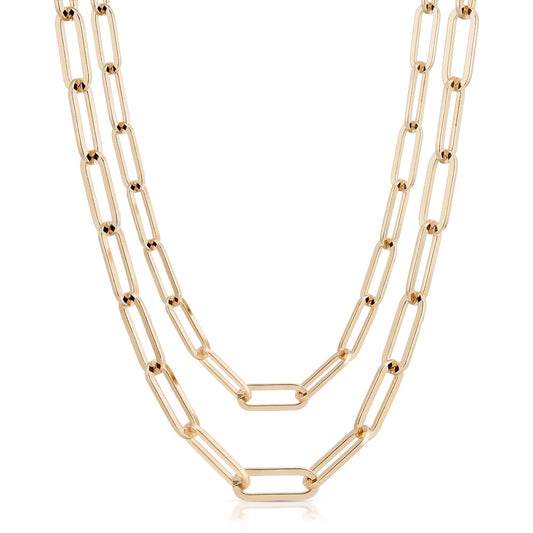 Double Large Elongated Link Chain Necklace by eklexic