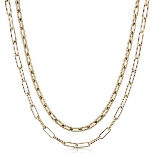 Double Medium & Elongated Link Chain Necklace by eklexic