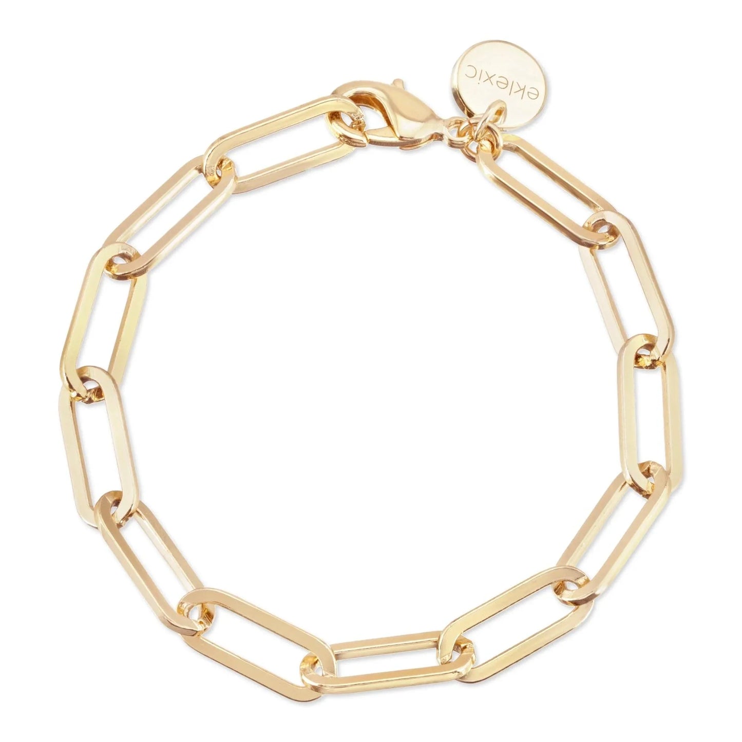 Gold-toned rectangular link bracelet from Large Elongated Link Chain Anklet collection