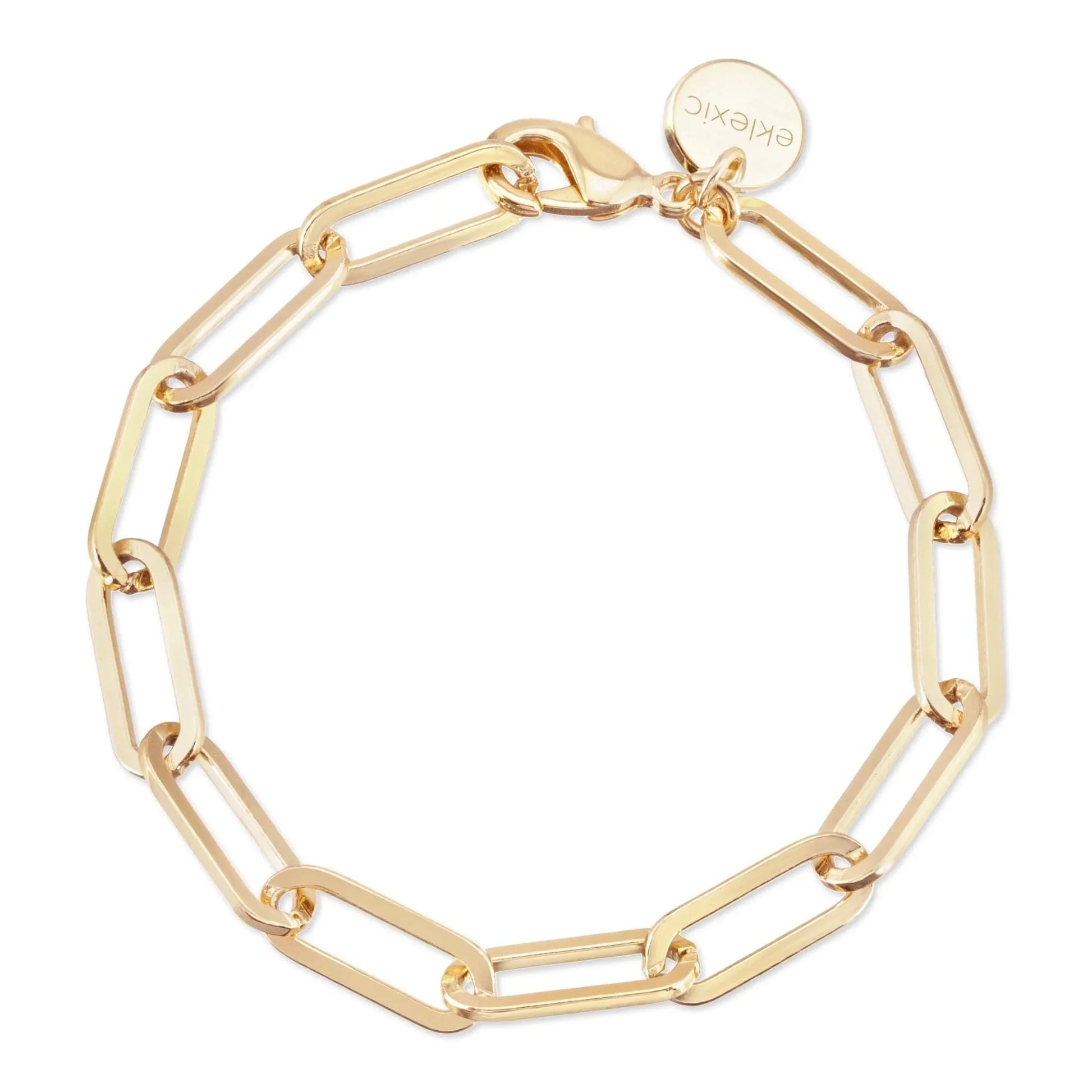 Gold-toned rectangular link bracelet from Large Elongated Link Chain Anklet collection