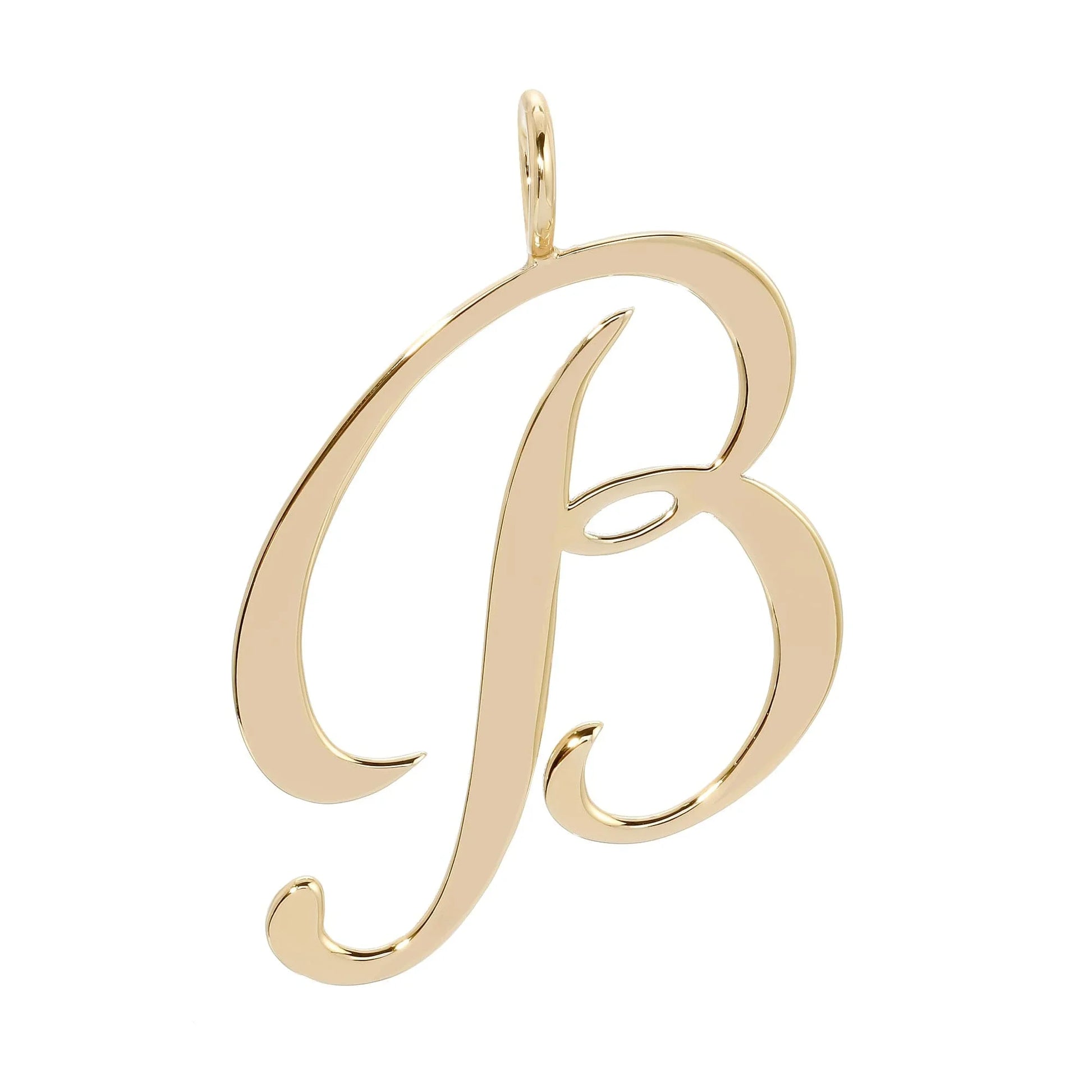 Gold cursive letter B pendant from Large Letter Pendants product lineup