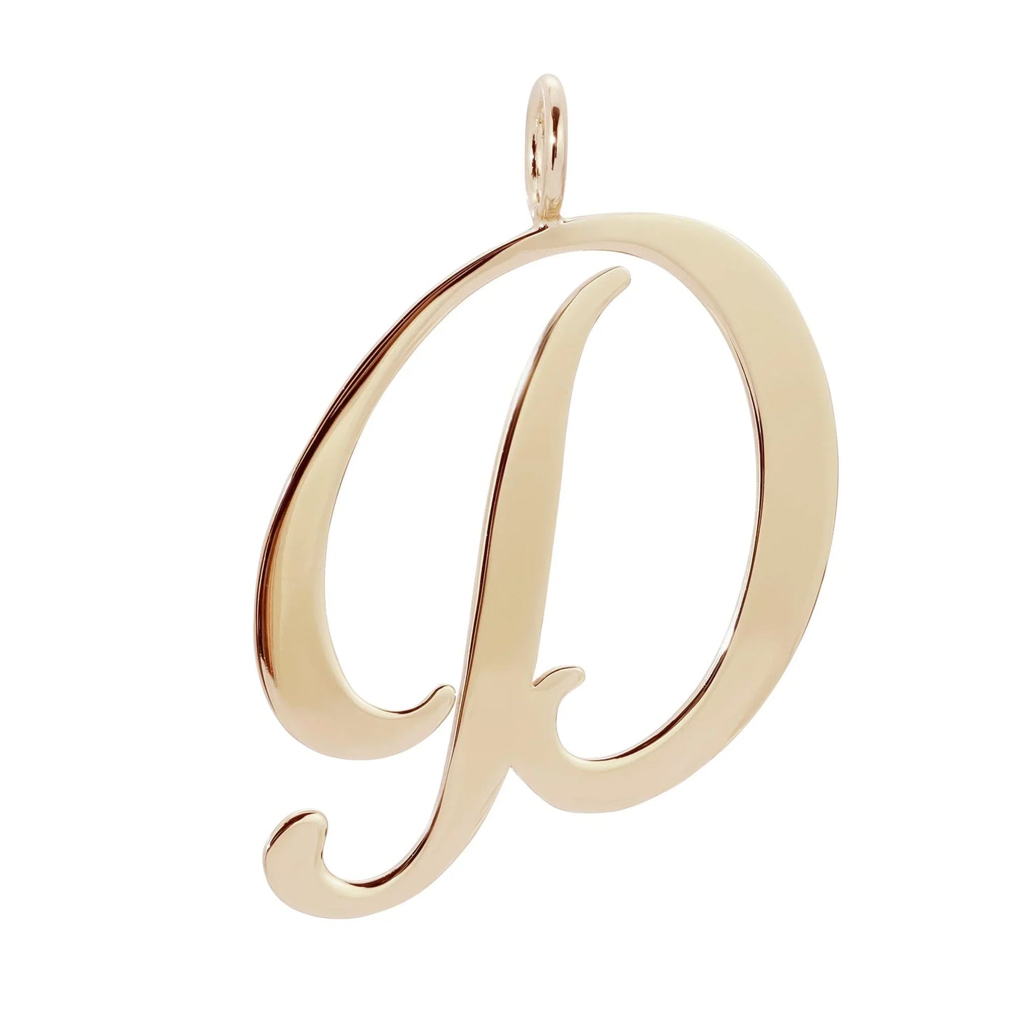 Gold cursive D pendant from the Large Letter Pendants collection