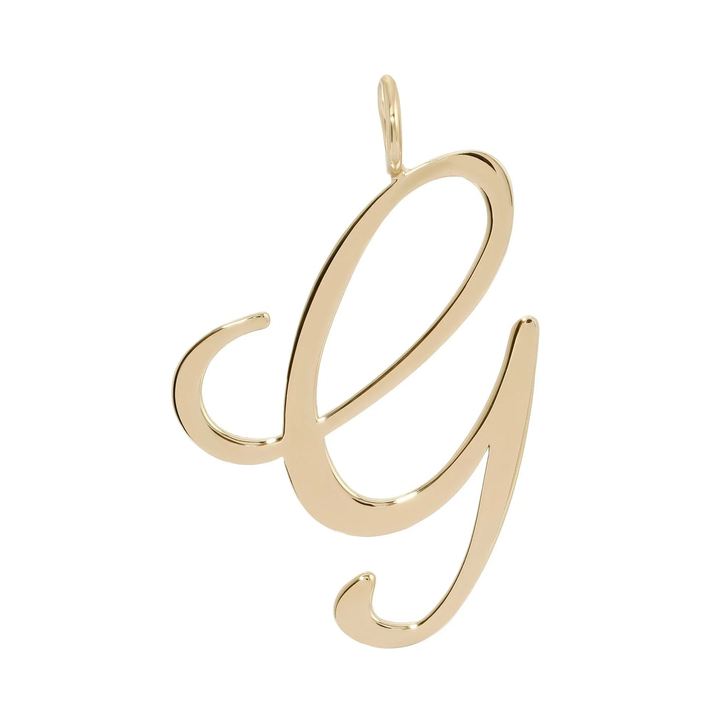 Gold cursive G pendant from Large Letter Pendants collection