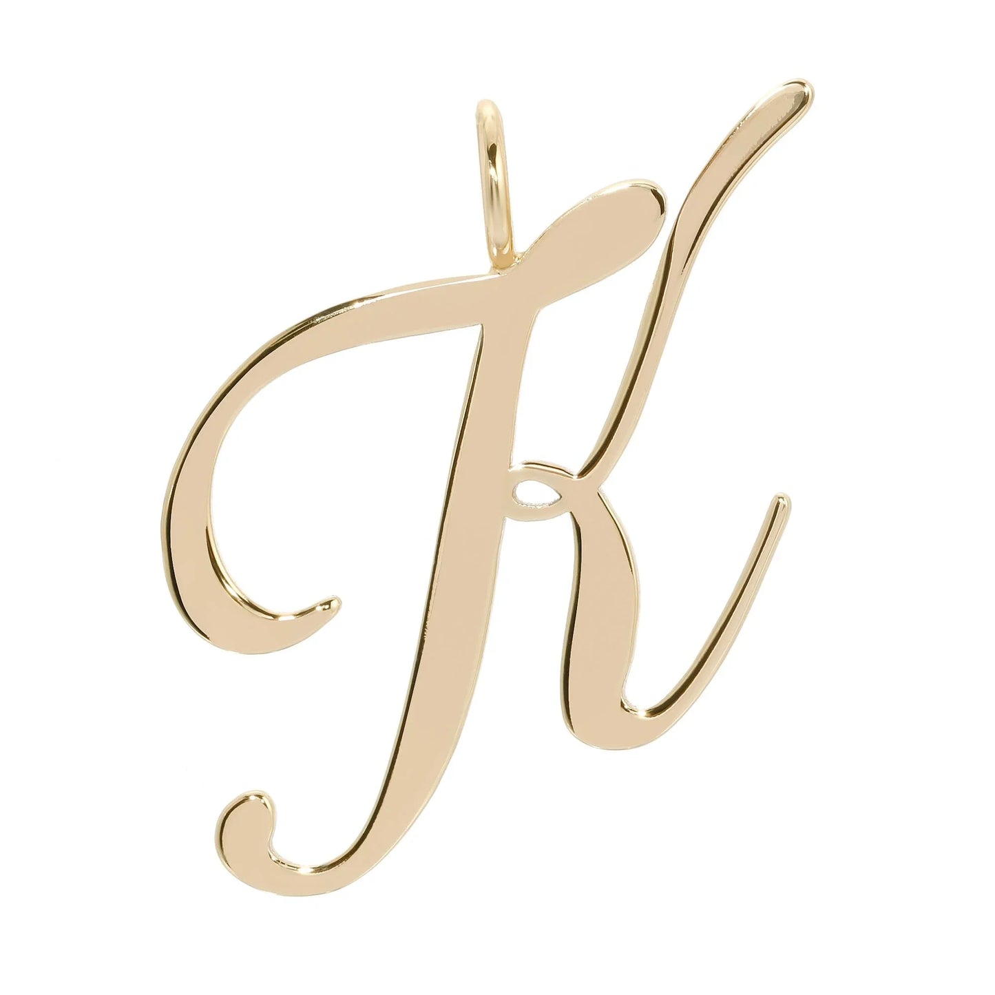 Gold cursive letter K pendant from Large Letter Pendants product lineup
