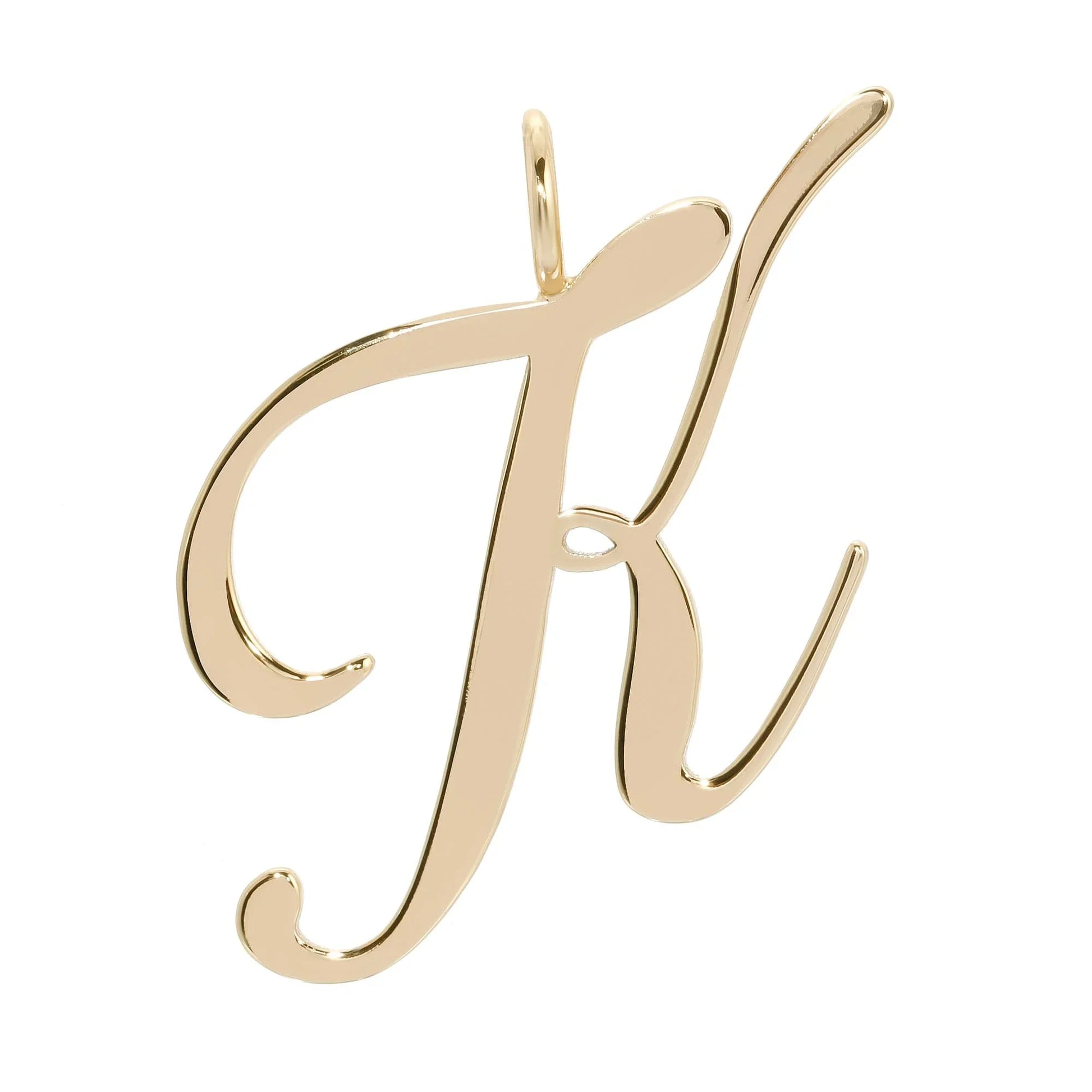 Gold cursive letter K pendant from Large Letter Pendants product lineup