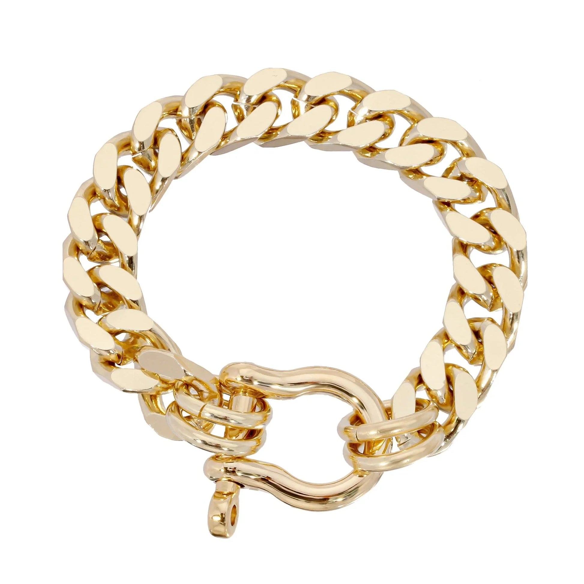 Gold-toned curb chain bracelet with shackle clasp from Roxy Bracelet collection