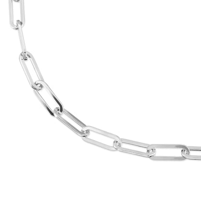 Silver Double Large Elongated Link Chain Necklace by eklexic