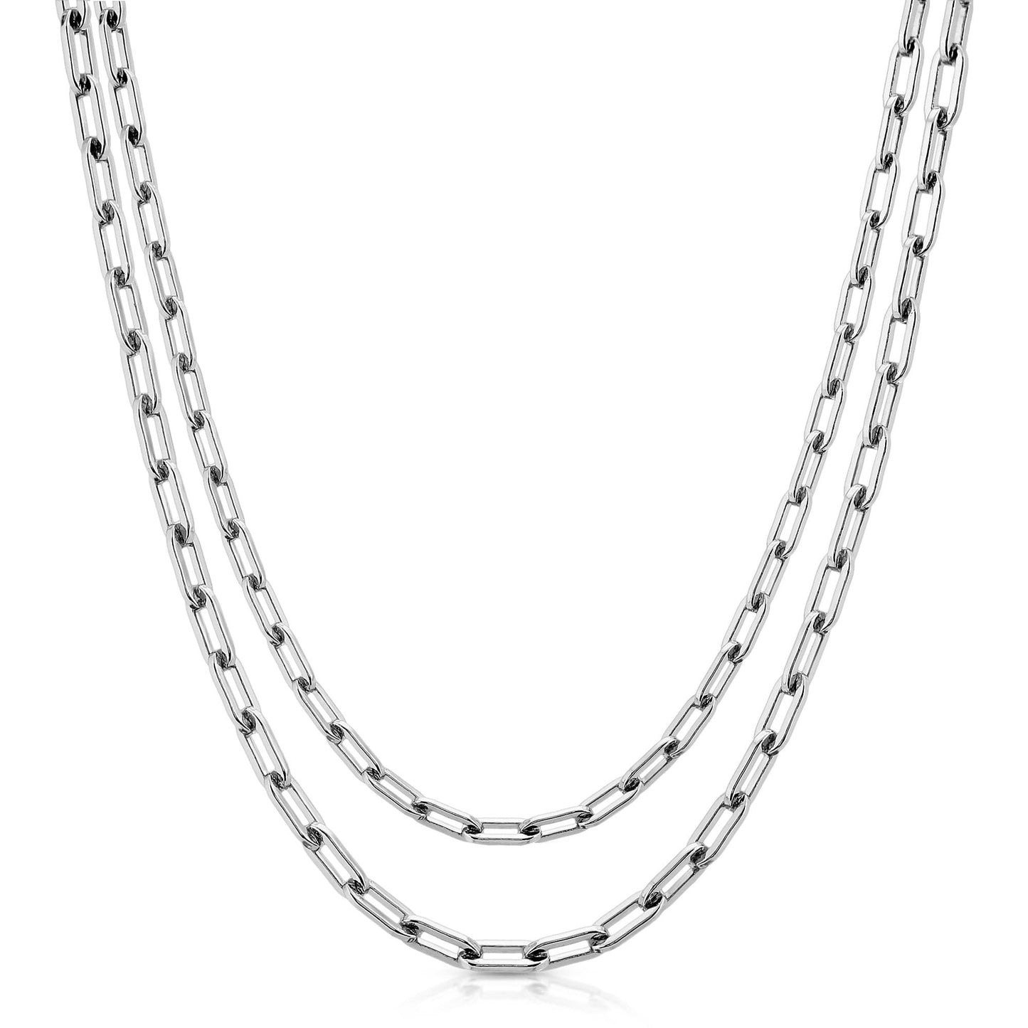 Silver Double Medium Link Chain Necklace by eklexic